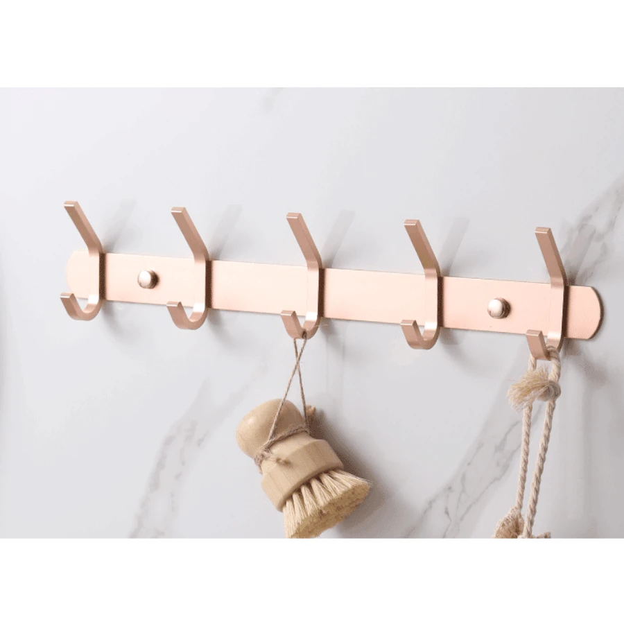 1件套鋁合金自黏式經典免打孔牆面掛鉤適用於家庭 - 淺粉色 - 查看 1