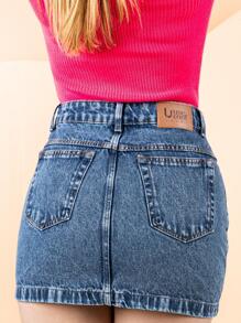 Women Denim Skirts - Rửa trung bình - Xem 3