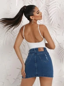 Women Denim Skirts - Rửa tối - Xem 4