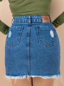 Women Denim Skirts - Medium Wash - View 3