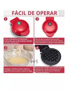 Mini Wafflera En Forma De Corazón, Antiadherente ácero Inoxidable - Rojo - Ver 5