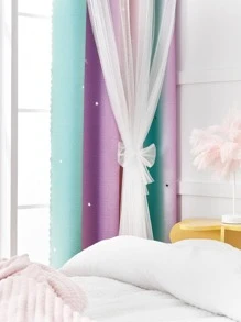 1pc Lace Curtain, Modern Double Layer Blackout Curtain For Home Decor