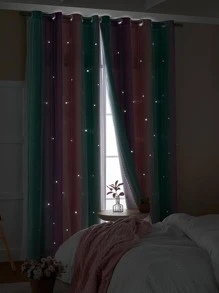 1pc Lace Curtain, Modern Double Layer Blackout Curtain For Home Decor