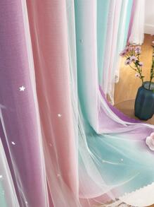 1pc Lace Curtain, Modern Double Layer Blackout Curtain For Home Decor