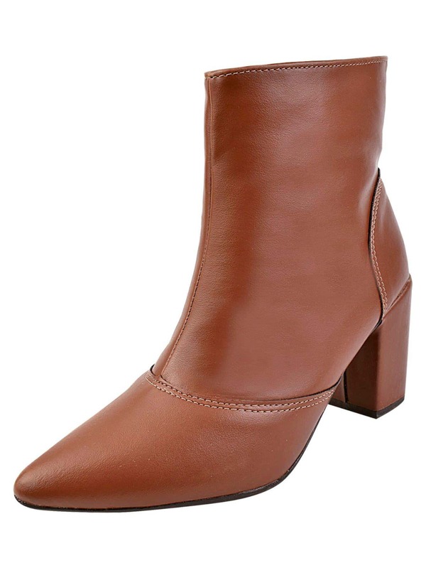 Bota Feminina Bico Fino Salto Zíper Inverno botas feminina elegant bota marrom