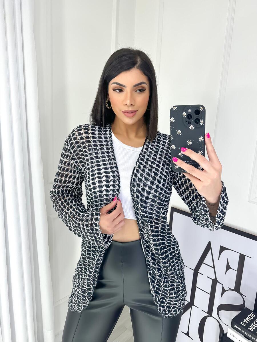 Women Cardigans - Black and White - View 1