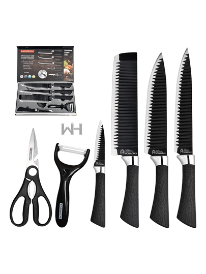 Juego de cuchillos de cocina afilados con tijeras y pelador, oferta del