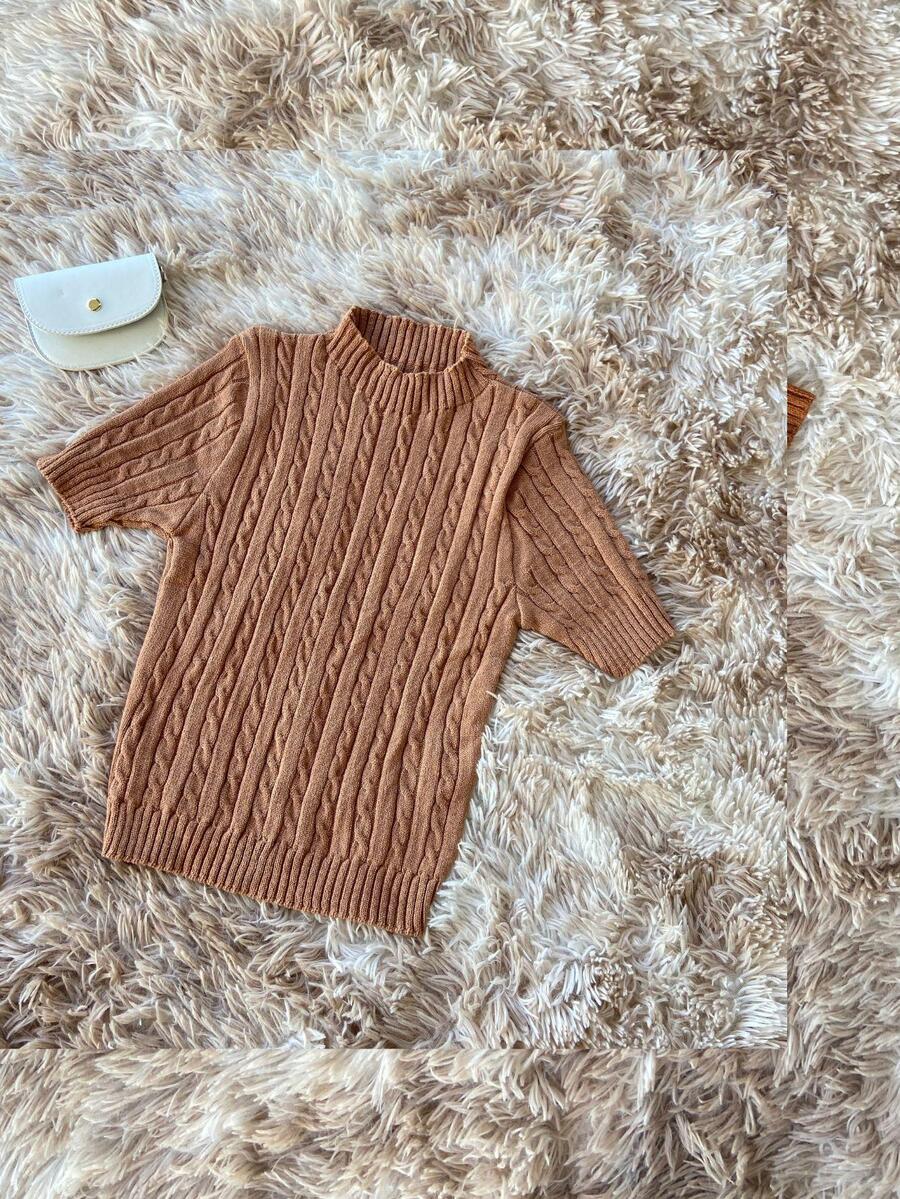 Women Knit Tops - 杏色 - 查看 1