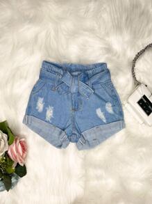 Toddler Girl Denim Shorts - Rửa nhẹ - Xem 1