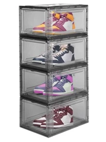 Ag Box Premium Alexa Stackable Shoe Racks, Dust Smoke Proof Multipurpose Storage 4 Pack - Grey - View 1