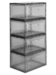 Ag Box Premium Alexa Stackable Shoe Racks, Dust Smoke Proof Multipurpose Storage 4 Pack - Grey - View 6