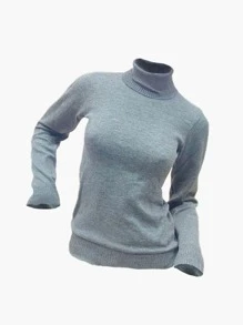MONNEI Blusa suéter sólido gola alta Malha Tricot cacharrel