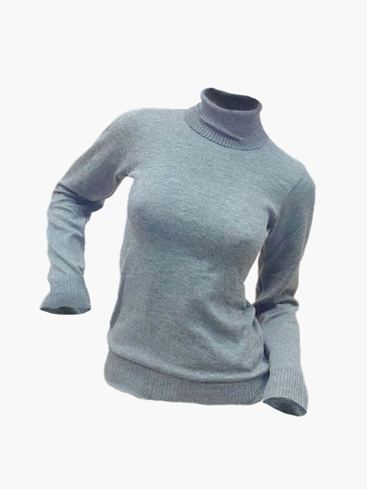 MONNEI Blusa suéter sólido gola alta Malha Tricot cacharrel