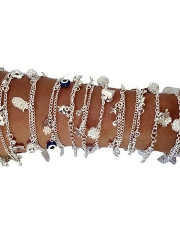 3 PECA Pulseiras Femininas ajustáveis/reguláveis prateado