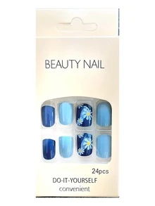 24 piezas Uña postizas Press On Nails - Azul Marino - Ver 3