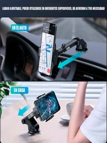 Soporte Porta Celular 360º Fijo Para Auto, Escritorio - Negro - Ver 4
