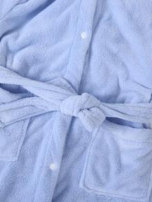 1pc Coral Fleece 3D Ear Embroidered Rabbit Hooded Bathrobe, Loungewear, Robe, High-End Home Wear, Suitable For Bathing, Pool, Gift - Green - View 6