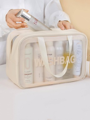 1 szt. Wodoodporna kosmetyczka podróżna do przechowywania z grafiką literową, przenośna saszetka o dużej pojemności, idealna do pakowania kosmetyków i niezbędnych rzeczy podróżnych do torby podróżnej do przechowywania, kosmetyczki, kosmetyczki, organizera wakacyjnego, organizera do makijażu o dużej pojemności, etui na kosmetyki, na szminkę, pędzel, pielęgnację skóry, telefon komórkowy, monetę, małe przedmioty, do domu, prezent, wakacje i festiwal Halloween Boże Narodzenie wielofunkcyjne zastosowanie, wibracje boho, na plażę wakacyjną, kolekcję łazienkową, kolekcję sypialni, duża pojemność