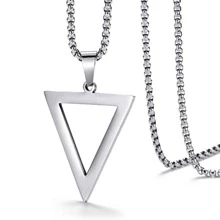 Collar de triángulo invertido con colgante geométrico de acero inoxidable, para hombres y niños, regalo de joyería de acero inoxidable para hombres a la moda - Plateado - Ver 2