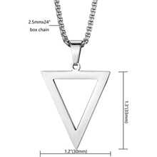 Collar de triángulo invertido con colgante geométrico de acero inoxidable, para hombres y niños, regalo de joyería de acero inoxidable para hombres a la moda - Plateado - Ver 3
