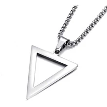 Collar de triángulo invertido con colgante geométrico de acero inoxidable, para hombres y niños, regalo de joyería de acero inoxidable para hombres a la moda - Plateado - Ver 4