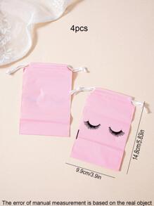 4 Cái/bộ Túi Nhựa Bảo Quản, Lông Mi In Dây Rút Đa Năng Túi Đựng Mỹ Phẩm Du Lịch - trắng - Xem 6
