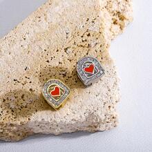 1入組嘻哈心和水鑽裝飾牙套適合女士男士身體裝飾用黃金銅萬聖節受歡迎首飾類禮品派對 - 金黃色 - 查看 5