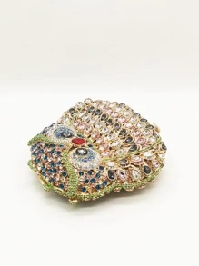 可爱猫头鹰手拿包，女士水晶晚宴包，动物造型手拿包，正式晚宴水钻钱包，万圣节/圣诞节手提包，最佳礼物 - 彩色 - 查看 7