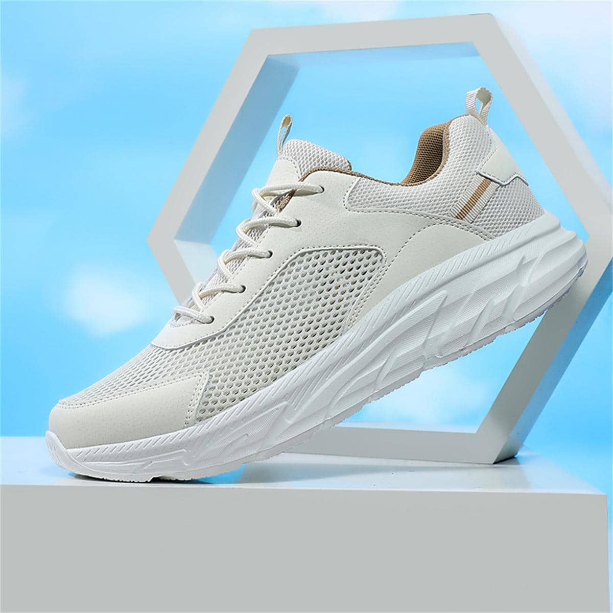 Giày thể thao thời trang nam, Bộ sưu tập mùa xuân 2023, Giày thể thao Chunky thông thường, Đế mềm thoải mái - Màu be - Xem 1