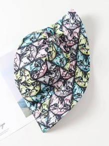 1 pièce Chapeau seau protecteur solaire avec graphique de tête de chat mignon, polyvalent pour femmes