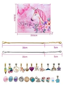 1 Set Fashionable 24 Days Calendar Countdown Christmas Surprise Blind Box Metal Charm Beads Bracelet DIY Kit Accessories For Christmas Surprise Gift - Pink - View 5