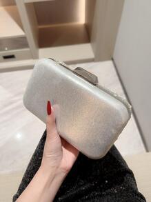Moonlit EveBag 闪闪发光、亮片、奢华、闪亮迷你人造珍珠和水钻装饰盒包迷人的晚宴包、晚宴包，适合派对女孩、女士、新娘，非常适合派对、婚礼、舞会、晚宴/宴会、优雅珍珠手拿包、舞会包 - 米色 - 查看 3