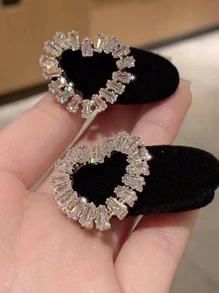 2pcs Rhinestone Heart Decor Hair Clip Elegant Valentine's Day Valentines,Hair Accessories,Hair Barrettes Hair Clips Hair Claws, School Stuff - Black - View 1