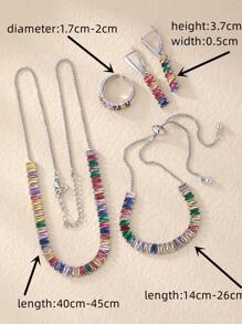 5pcs/set Glamorous Cubic Zirconia Decor Jewelry Set For Women For Party