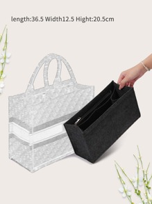 For Medium Book Tote Bag Inner Compartment Divider Insert Support Stand Organizer Bag-In-Bag Organiser - Black - View 1