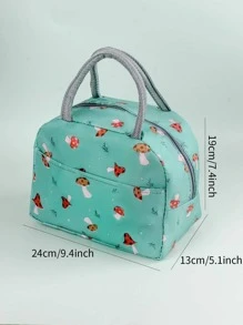 Phim hoạt hình hình nấm Túi ăn trưa có tay cầm đôi di động Túi đựng đồ ăn trưa cách nhiệt Hộp cơm trưa ở trường Hộp đựng đồ ăn trưa Đồ dùng học tập trở lại trường học Túi đi học Đồ dùng học tập cần thiết cho trường đại học - Màu xanh lá cây đậm - Xem 5