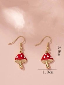 1pair Fashion Zinc Alloy Mushroom Drop Earrings For Women For Daily Decoration