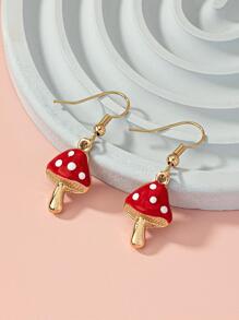 1pair Fashion Zinc Alloy Mushroom Drop Earrings For Women For Daily Decoration