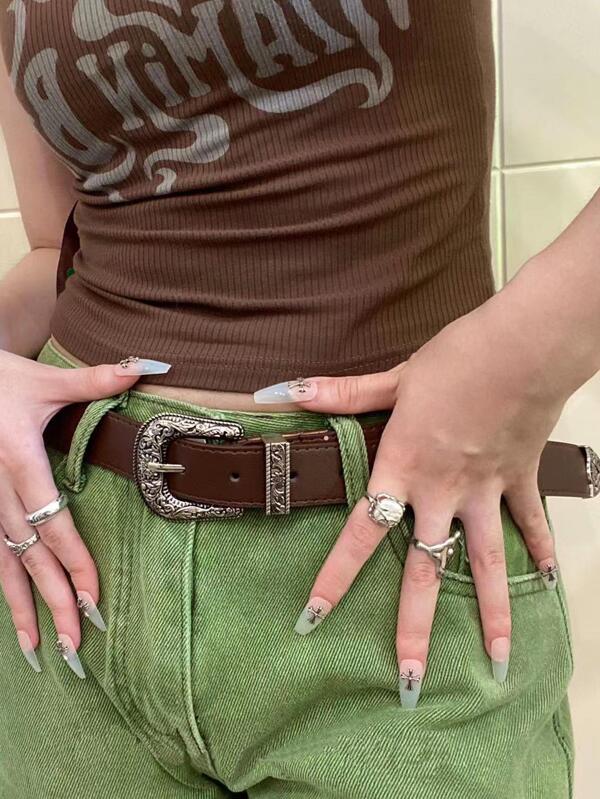 Western Cowgirl Buckle Belt-Travel Beach Party Belt For Women Fall, Autumn, Halloween