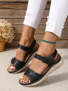 2023 New Fashion Plus Size Women's Peep Toe Roman Style Sandals Strap Casual Outdoor Shoes