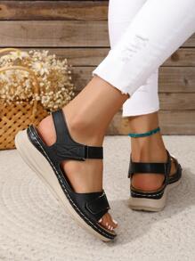 2023 New Fashion Plus Size Women's Peep Toe Roman Style Sandals Strap Casual Outdoor Shoes