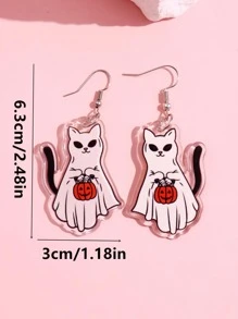 1 Đôi Bông Tai Bí Ngô Halloween Dễ Thương Họa Tiết Mèo Thả Bông Tai Nữ Trang Trí Hàng Ngày - Nhiều màu - Xem 5