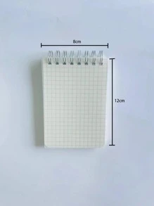 1入組格紋圖案螺旋簡約風便攜筆記本適用於學校學生 - 白色 - 查看 3