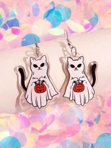 1 Đôi Bông Tai Bí Ngô Halloween Dễ Thương Họa Tiết Mèo Thả Bông Tai Nữ Trang Trí Hàng Ngày - Nhiều màu - Xem 1