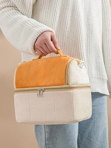 双色午餐袋 双层 带顶部手柄 保温午餐袋 学校午餐盒 午餐容器 返校午餐套装 学校用品 午餐盒 袋子 家庭必需品 返校用品