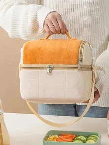 双色午餐袋 双层 带顶部手柄 保温午餐袋 学校午餐盒 午餐容器 返校午餐套装 学校用品 午餐盒 袋子 家庭必需品 返校用品