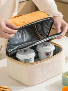 双色午餐袋 双层 带顶部手柄 保温午餐袋 学校午餐盒 午餐容器 返校午餐套装 学校用品 午餐盒 袋子 家庭必需品 返校用品