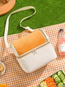 双色午餐袋 双层 带顶部手柄 保温午餐袋 学校午餐盒 午餐容器 返校午餐套装 学校用品 午餐盒 袋子 家庭必需品 返校用品