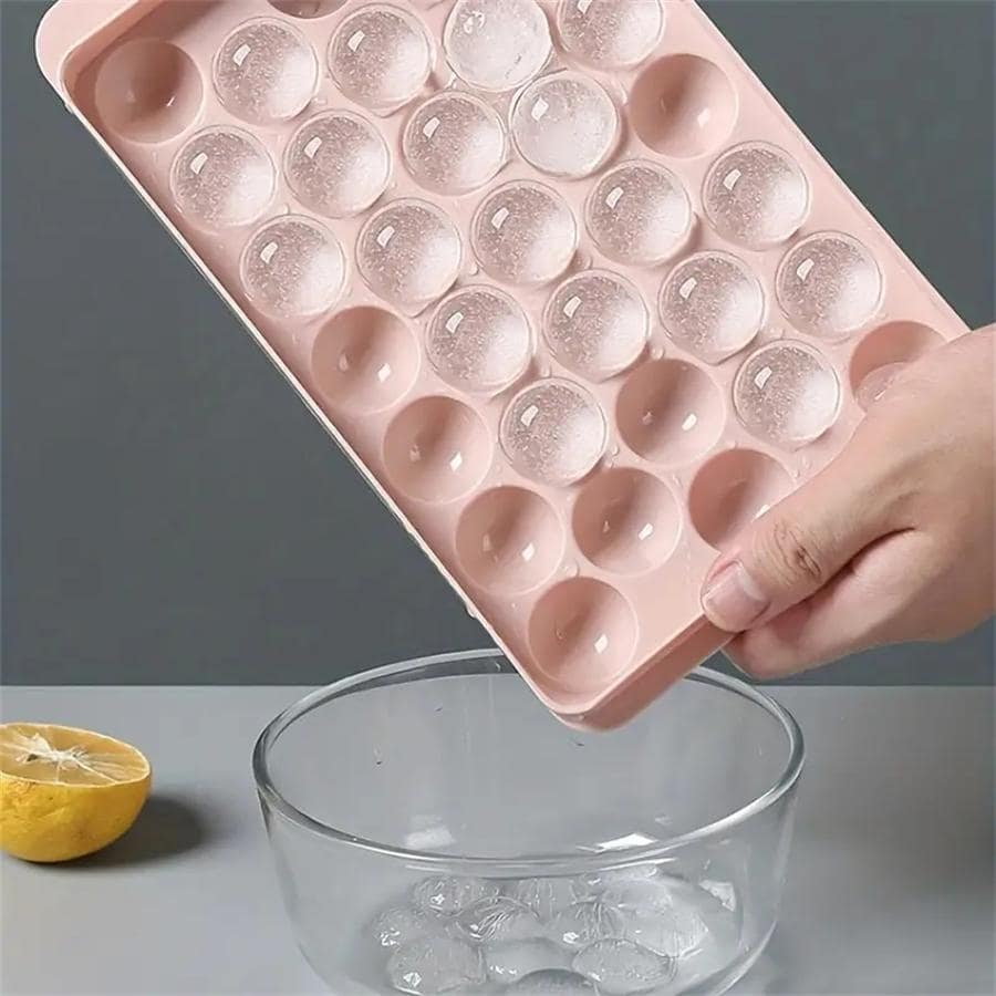 1pc Multi-grid Ice Ball Mold, Modern Plastic Ice Ball Maker For Home - Pink - View 1