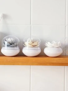 1入組蓮花設計牙籤筒 - 白色 - 查看 2